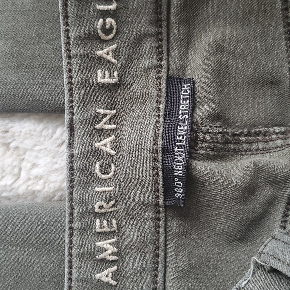 American Eagle Olive Green Moto Sryle Next Level Stretch Highest Rise Jegging 4 - Picture 3 of 7